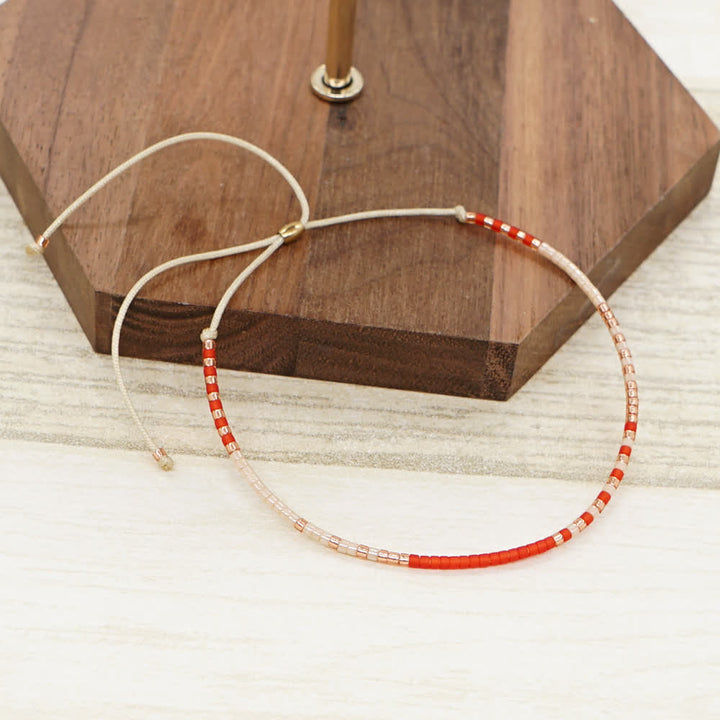 Olivenorma Colorful Rice Beads Beige Drawstring Bracelet - image 23