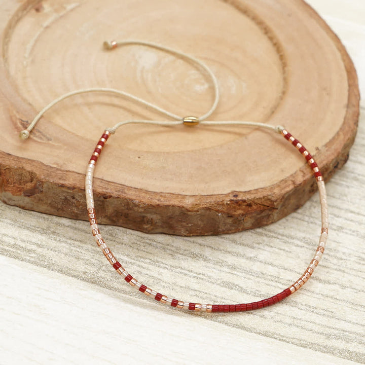 Olivenorma Colorful Rice Beads Beige Drawstring Bracelet - image 26