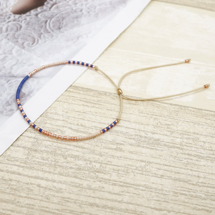 Olivenorma Colorful Rice Beads Beige Drawstring Bracelet - image 27