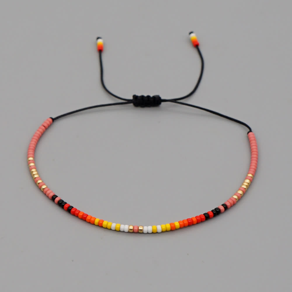 Olivenorma Colorful Roller Beads Beads Drawstring Bracelet - Orange & Pink - image 4