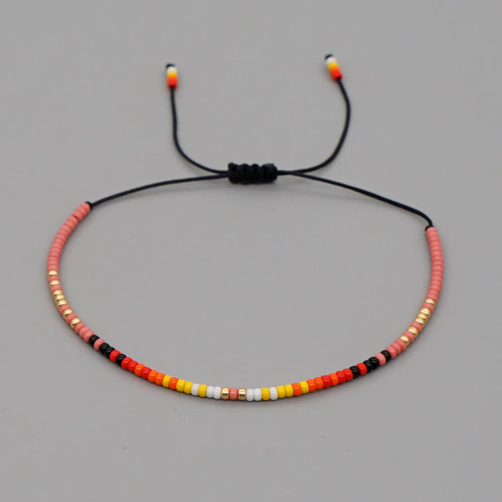 Olivenorma Colorful Roller Beads Beads Drawstring Bracelet - Orange & Pink - image 4