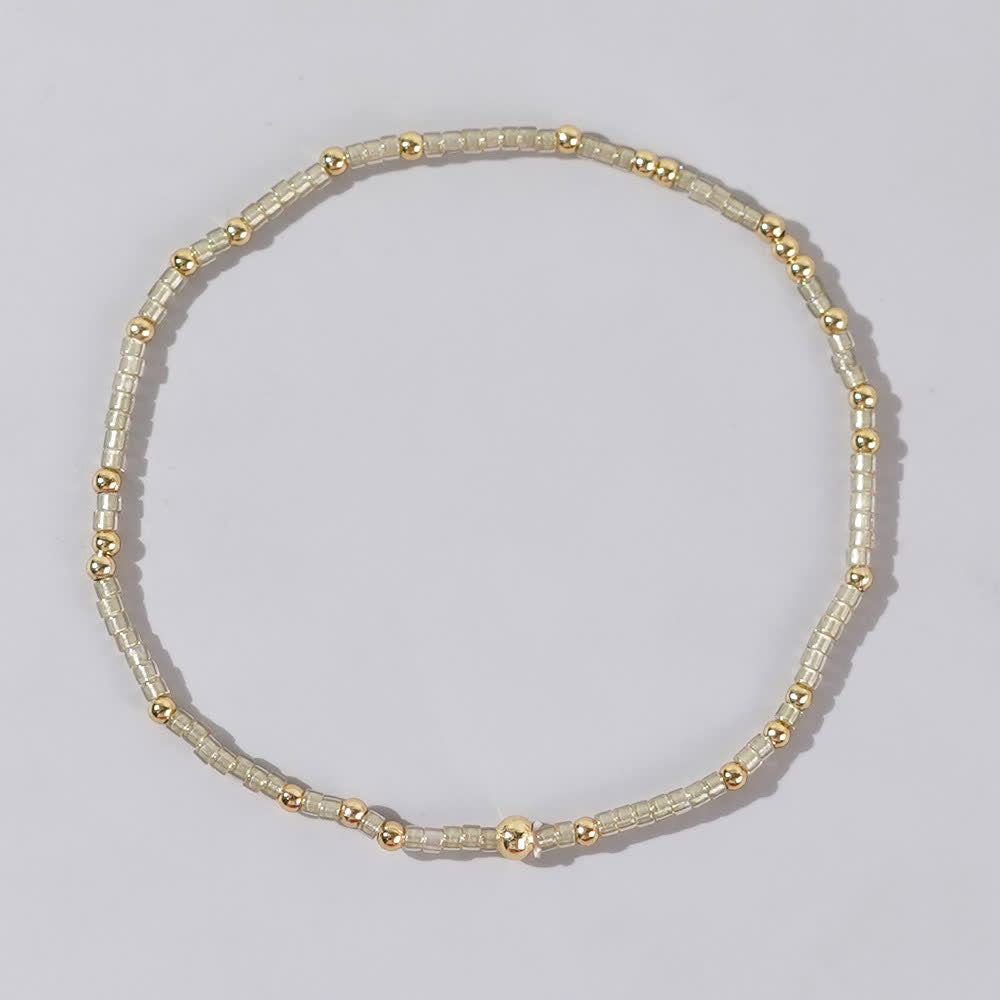 Olivenorma Colorful Rice Beads Beaded Bracelet - Beige - image 4