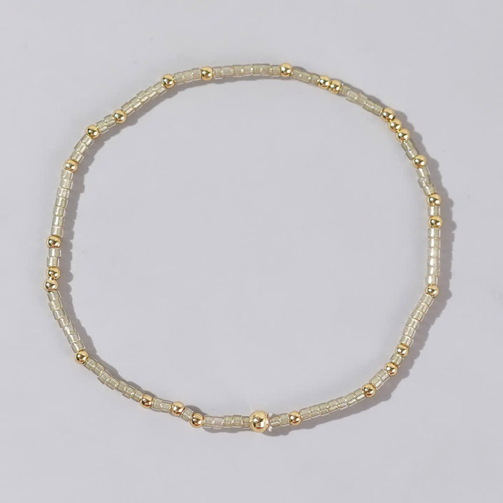 Olivenorma Colorful Rice Beads Beaded Bracelet - Beige - image 4