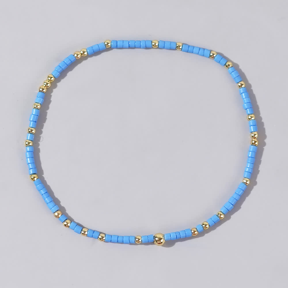 Olivenorma Colorful Rice Beads Beaded Bracelet - Blue - image 1