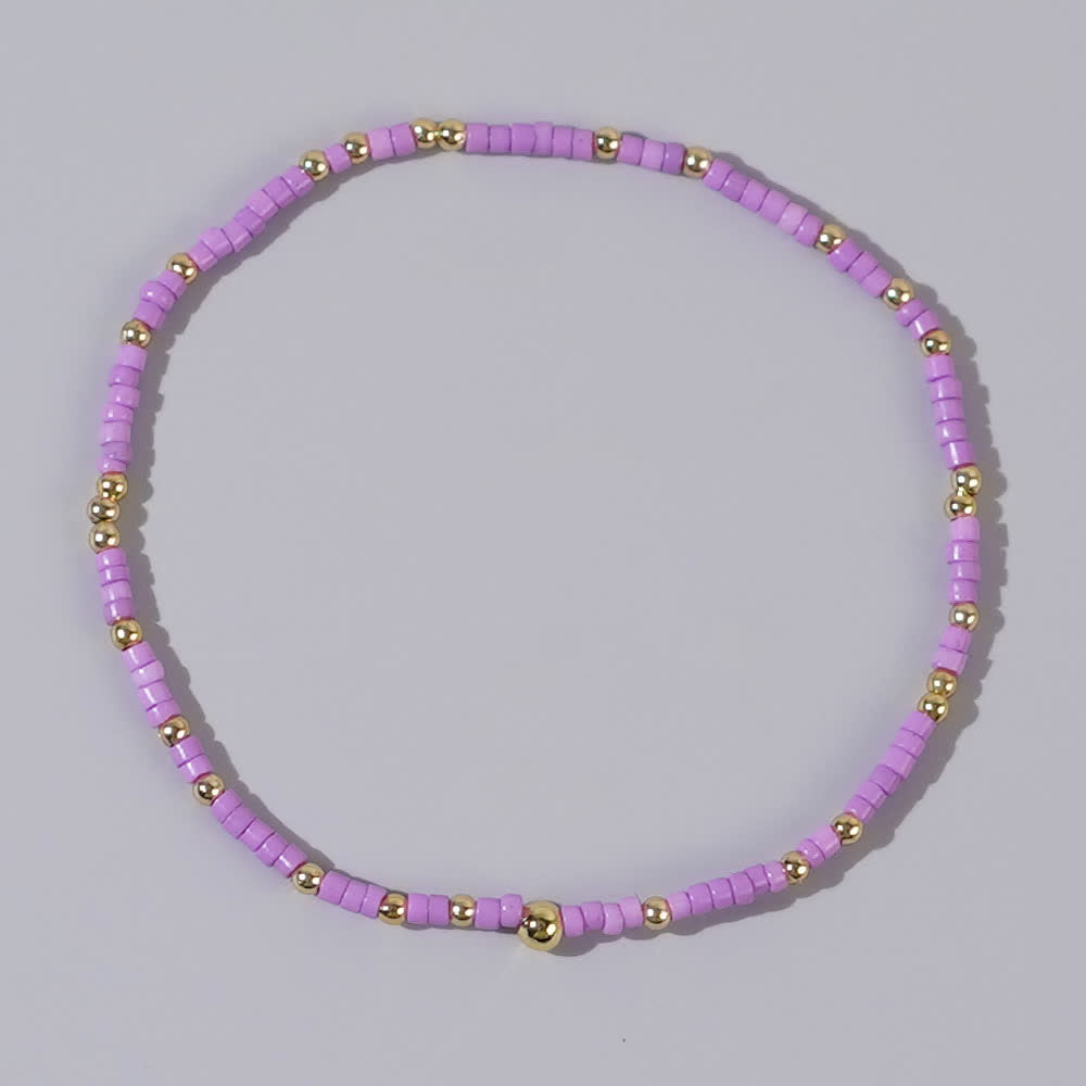 Olivenorma Colorful Rice Beads Beaded Bracelet - Purple - image 2
