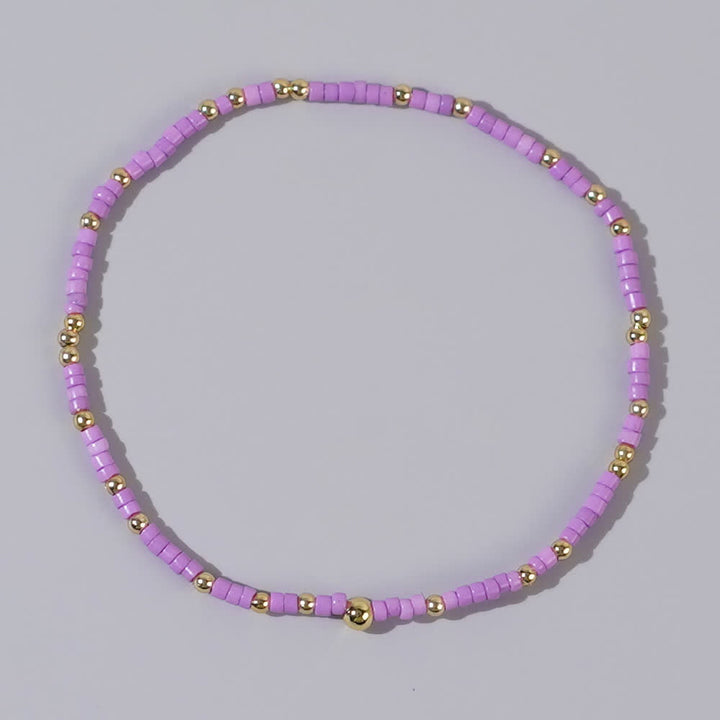 Olivenorma Colorful Rice Beads Beaded Bracelet - Purple - image 2