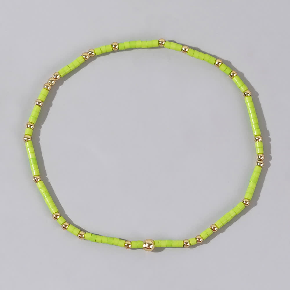 Olivenorma Colorful Rice Beads Beaded Bracelet - Green - image 7