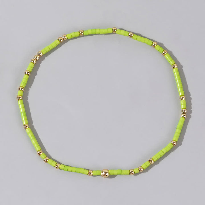 Olivenorma Colorful Rice Beads Beaded Bracelet - Green - image 7