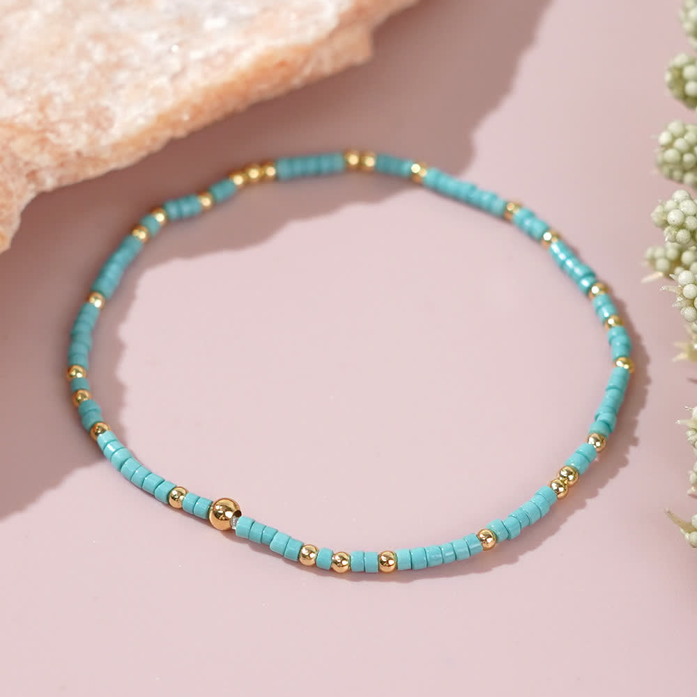 Olivenorma Colorful Rice Beads Beaded Bracelet - Lake blue - image 18