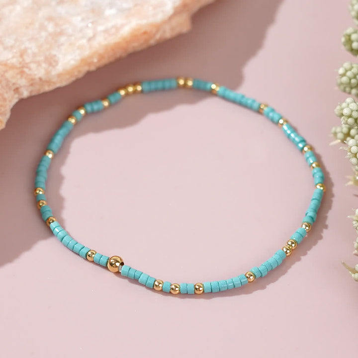 Olivenorma Colorful Rice Beads Beaded Bracelet - Lake blue - image 18