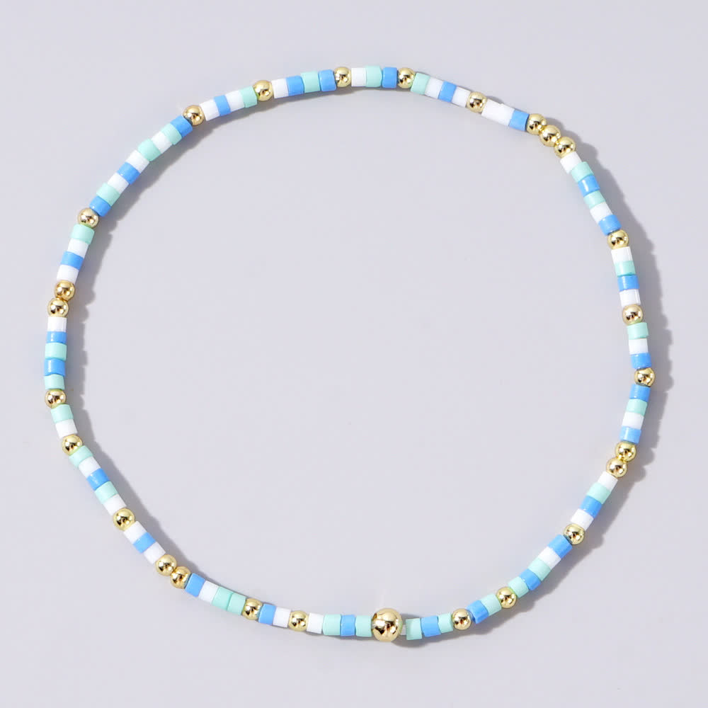 Olivenorma Colorful Rice Beads Beaded Bracelet - Blue & White - image 14