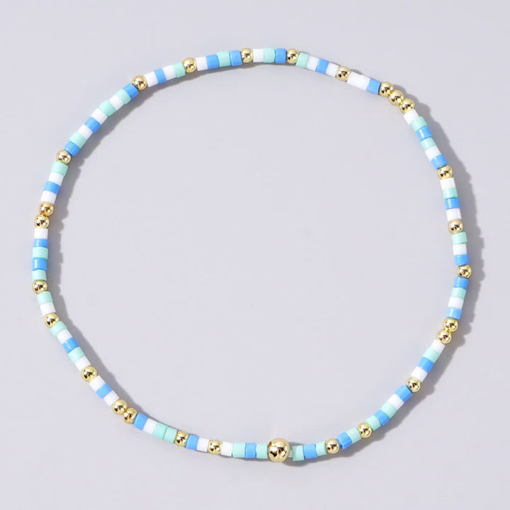 Olivenorma Colorful Rice Beads Beaded Bracelet - Blue & White - image 14