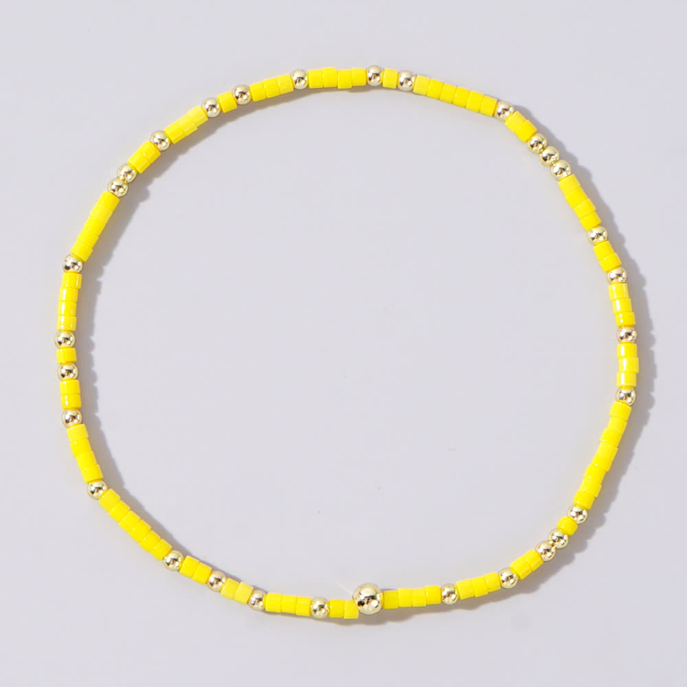 Olivenorma Colorful Rice Beads Beaded Bracelet - Ligth Yellow - image 9