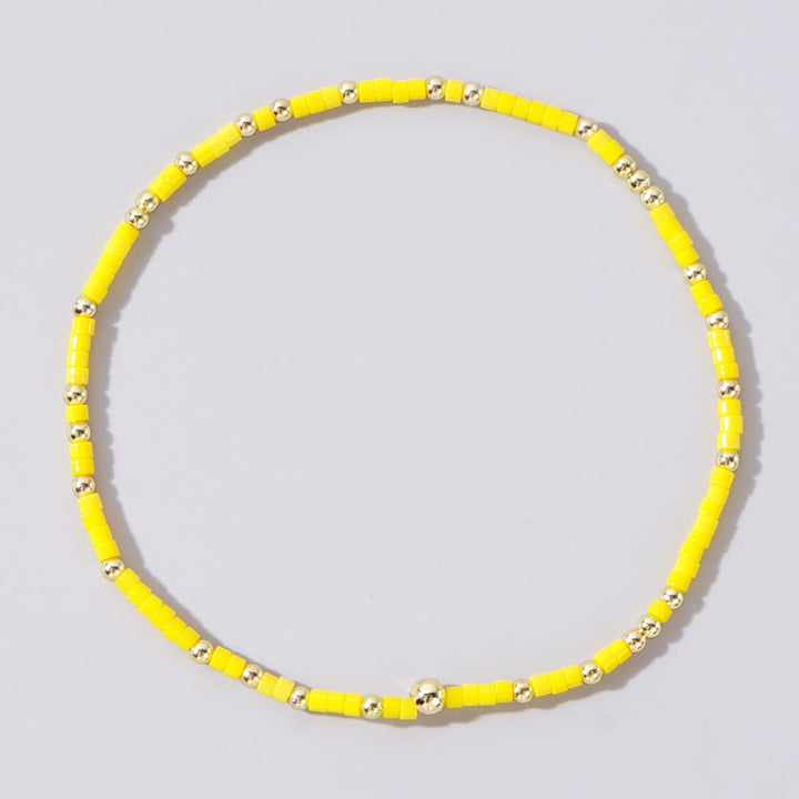 Olivenorma Colorful Rice Beads Beaded Bracelet - Ligth Yellow - image 9