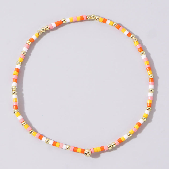 Olivenorma Colorful Rice Beads Beaded Bracelet - White & Yellow - image 11