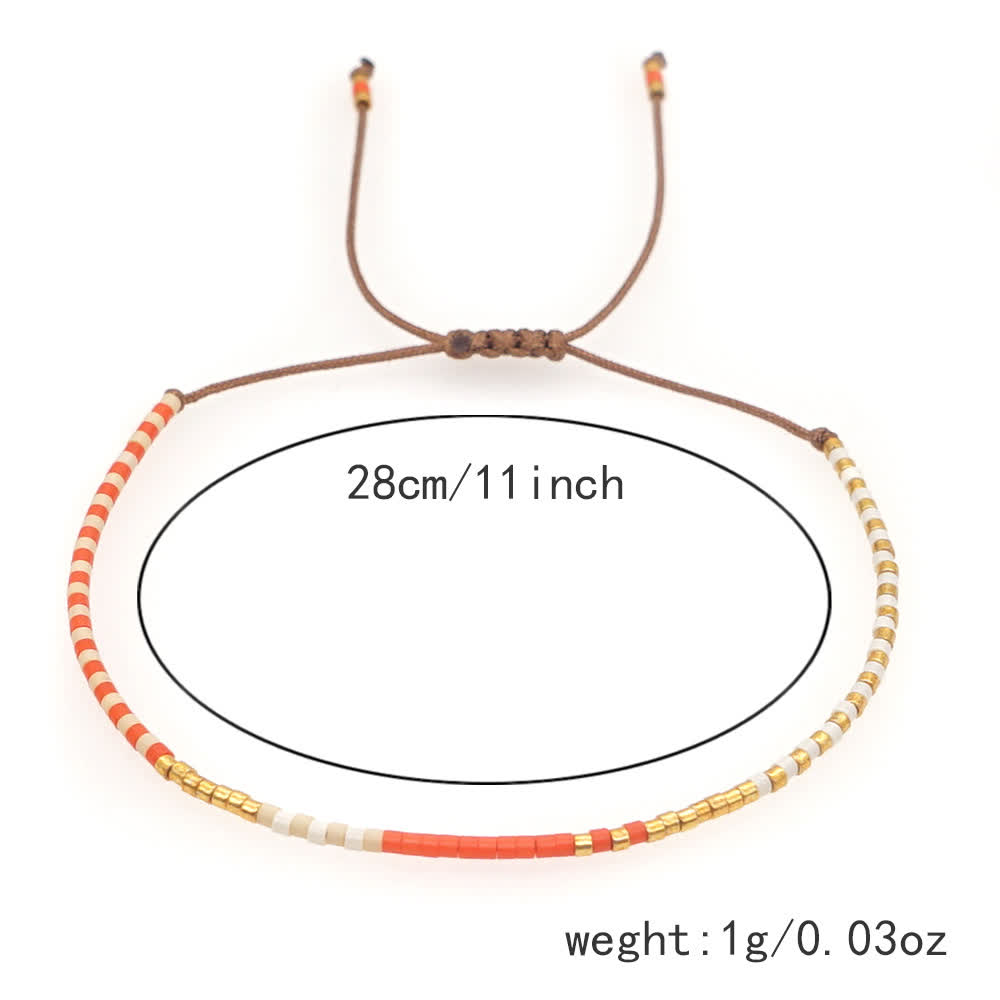Olivenorma Colorful Rice Beads Brown Drawstring Bracelet - image 9