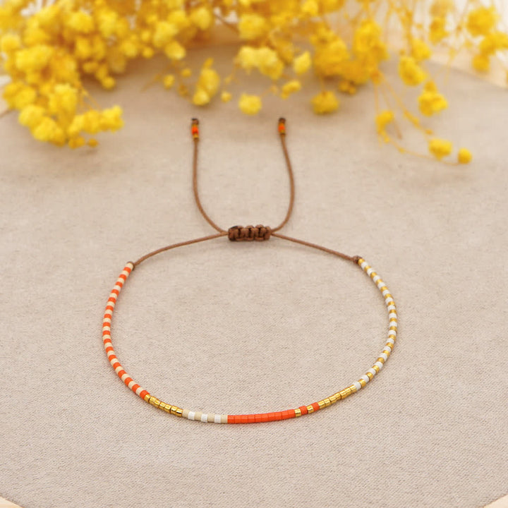 Olivenorma Colorful Rice Beads Brown Drawstring Bracelet - image 2