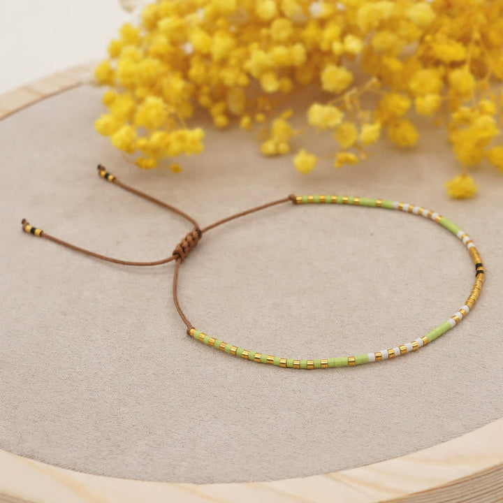 Olivenorma Colorful Rice Beads Brown Drawstring Bracelet - image 7