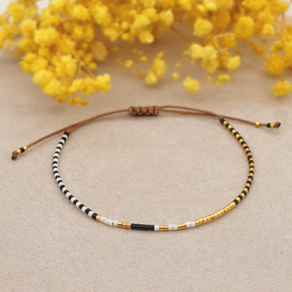 Olivenorma Colorful Rice Beads Brown Drawstring Bracelet - image 8