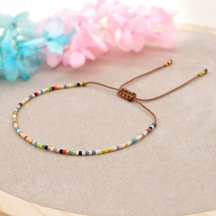 Olivenorma Colorful Rice Beads Brown Braided Bracelet - image 3