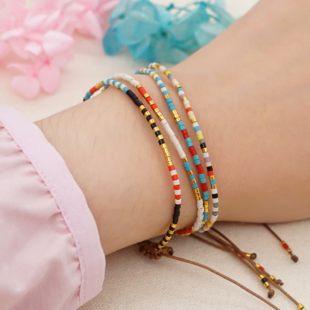 Olivenorma Colorful Rice Beads Brown Braided Bracelet - image 1