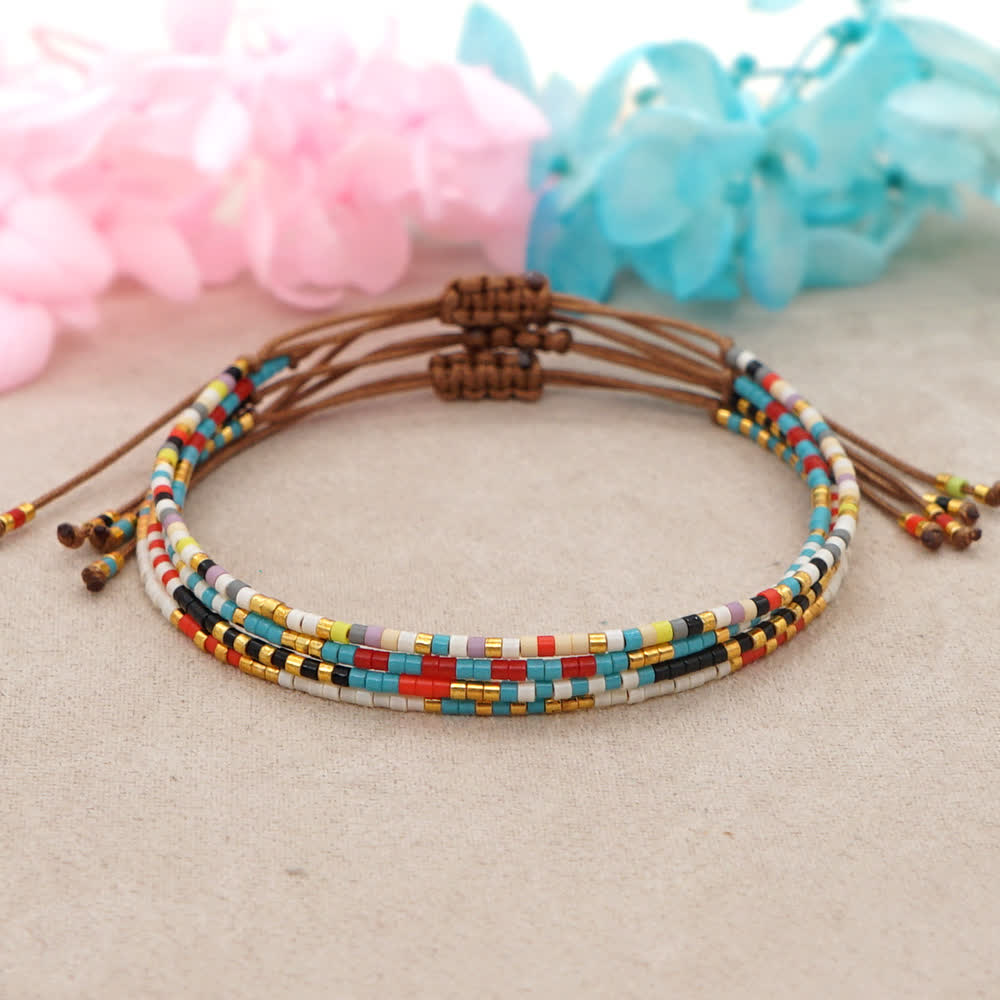 Olivenorma Colorful Rice Beads Brown Braided Bracelet - image 0