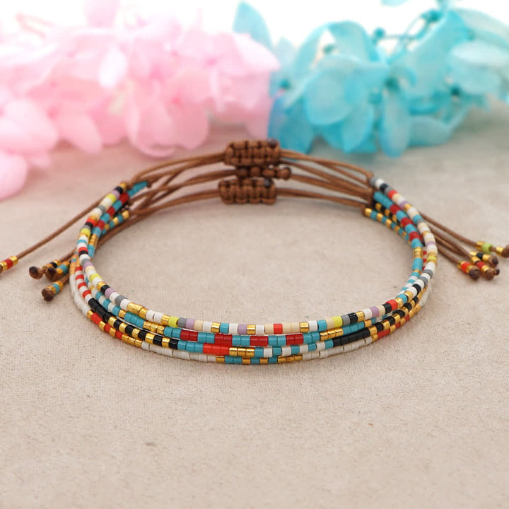 Olivenorma Colorful Rice Beads Brown Braided Bracelet - image 0