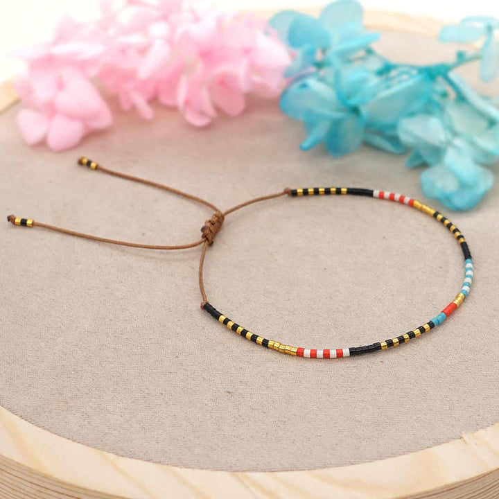 Olivenorma Colorful Rice Beads Brown Braided Bracelet - image 7
