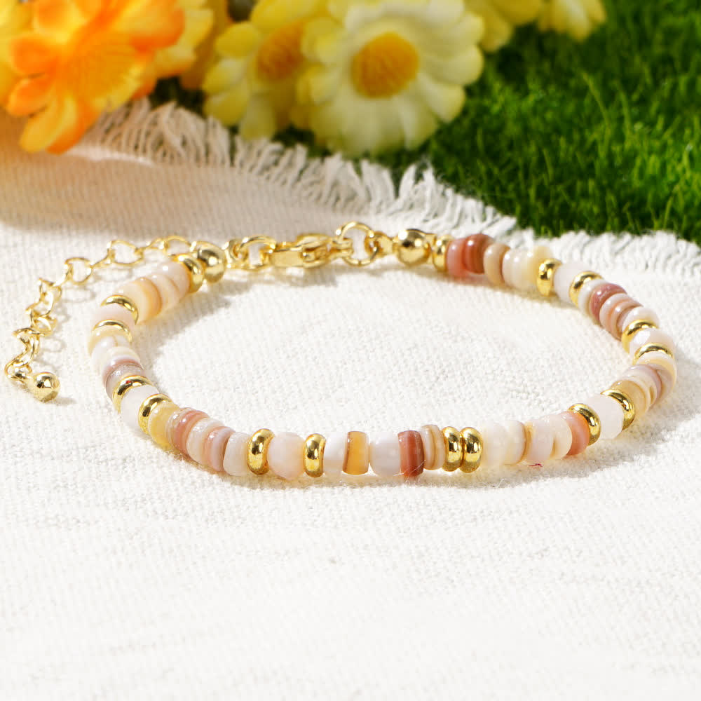 Olivenorma Colorful Roller Beads Metal Buckle Bracelet - Beige - image 6