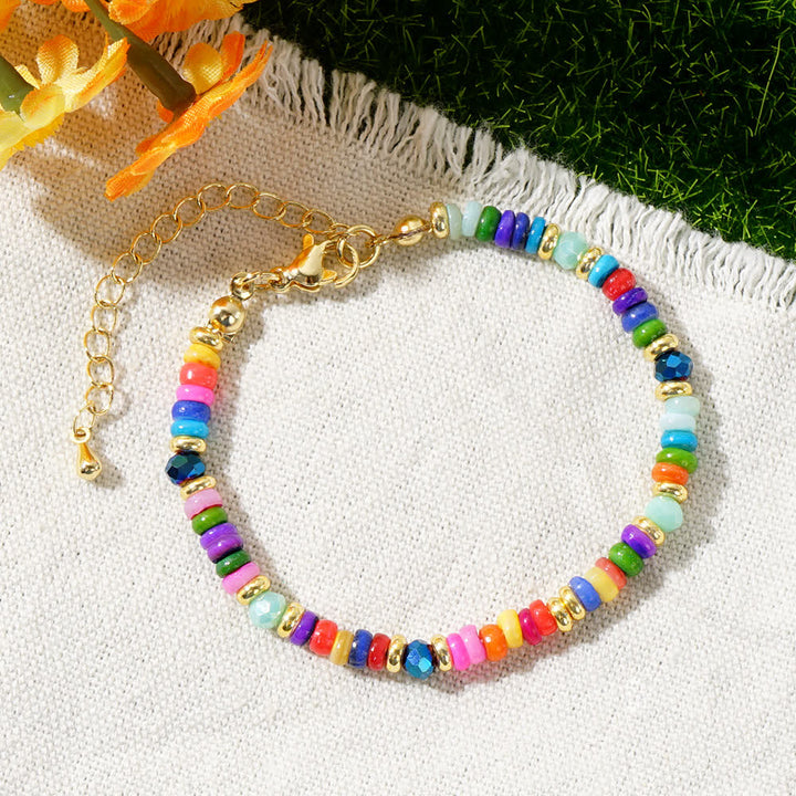 Olivenorma Colorful Roller Beads Metal Buckle Bracelet - image 5