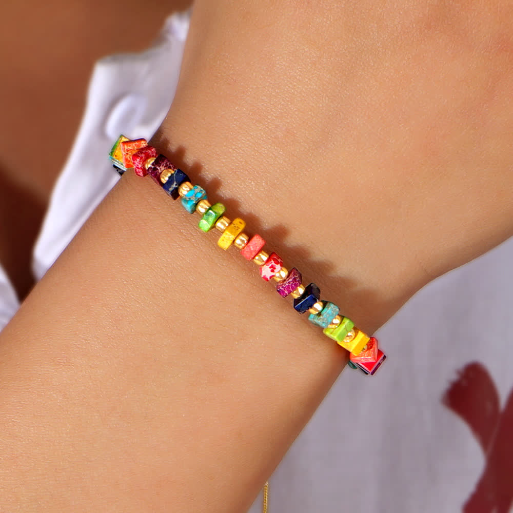 Olivenorma Chakra Emperor Stone Beads Drawstring Bracelet - image 1