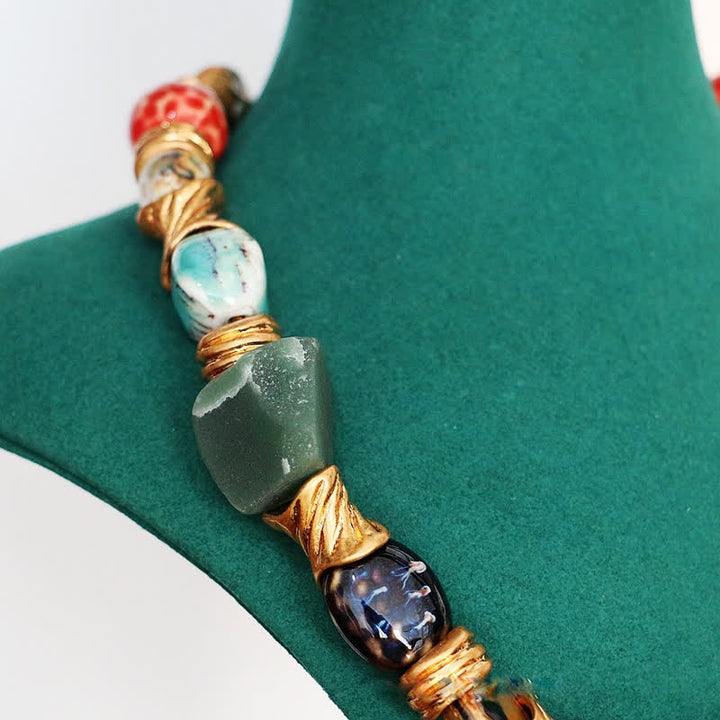 Olivenorma Irregular Natural Stone Ceramic Beaded Necklace - image 4