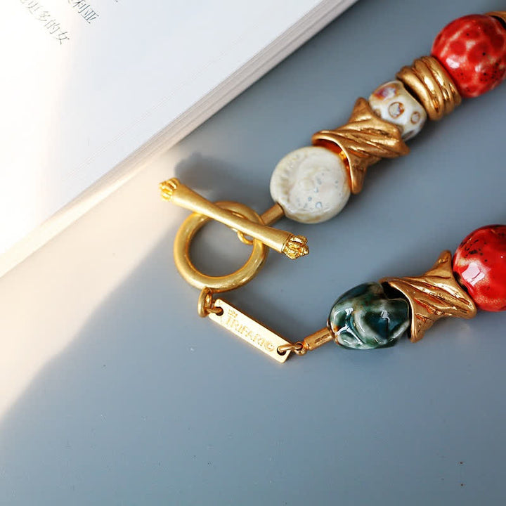 Olivenorma Irregular Natural Stone Ceramic Beaded Necklace - image 3