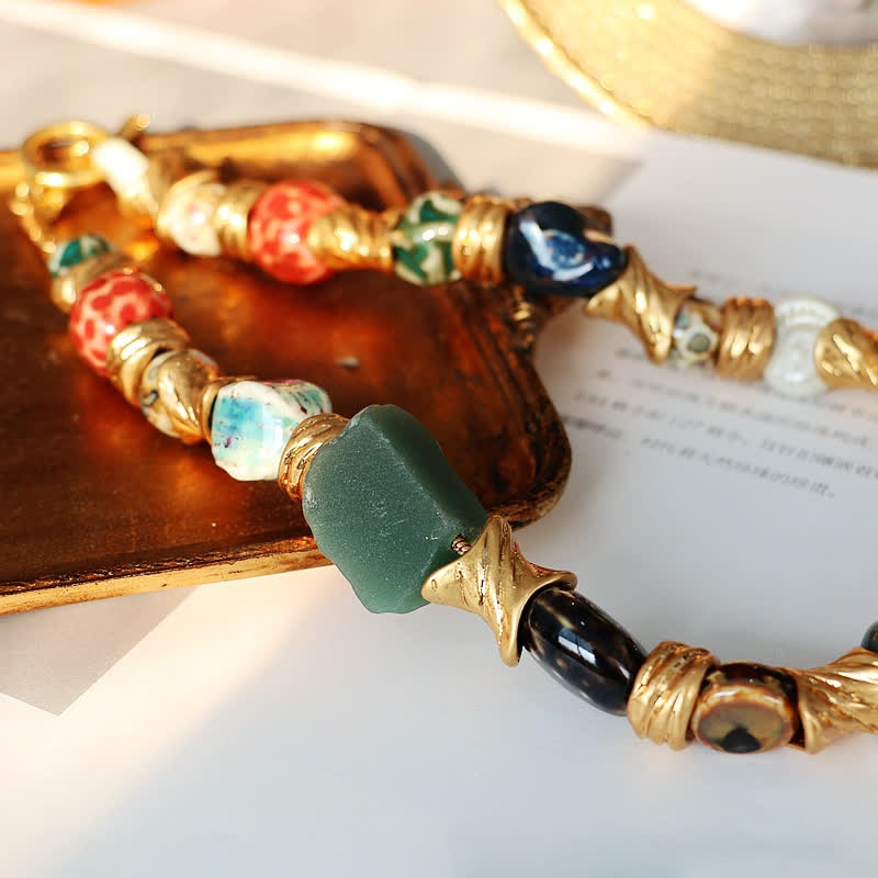 Olivenorma Irregular Natural Stone Ceramic Beaded Necklace - image 2