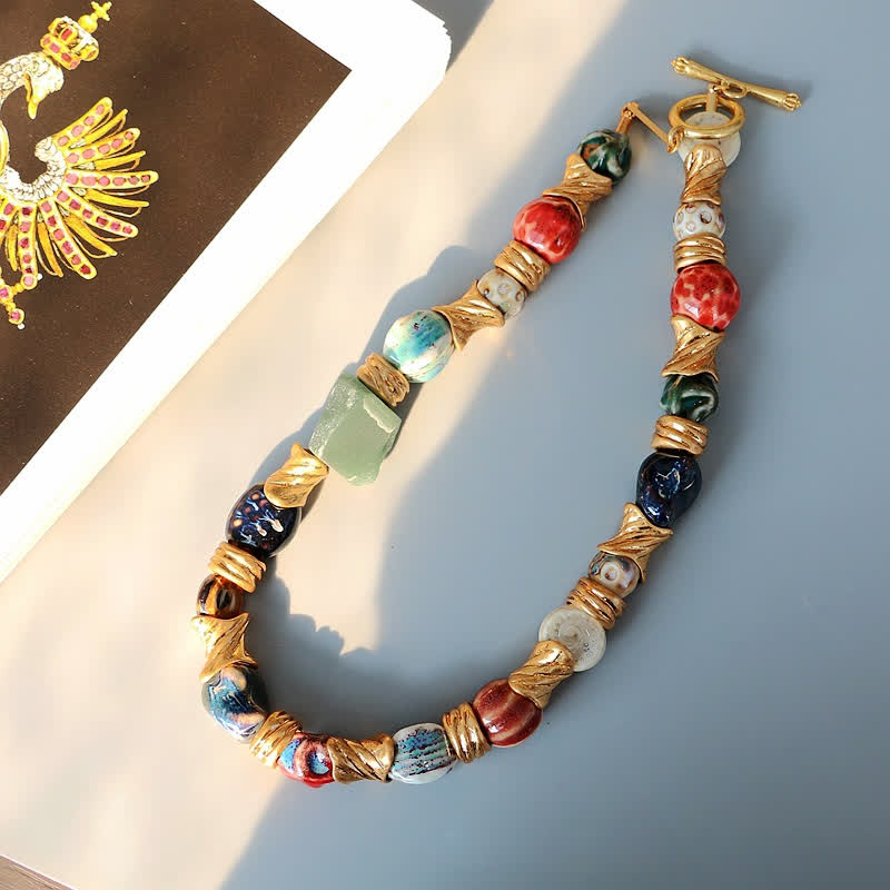 Olivenorma Irregular Natural Stone Ceramic Beaded Necklace - image 5