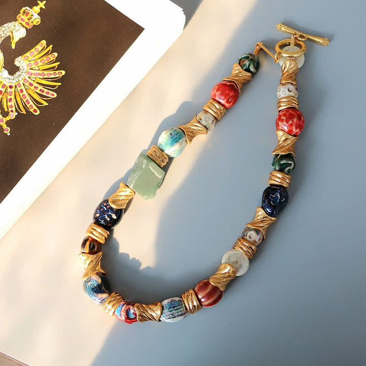 Olivenorma Irregular Natural Stone Ceramic Beaded Necklace - image 5
