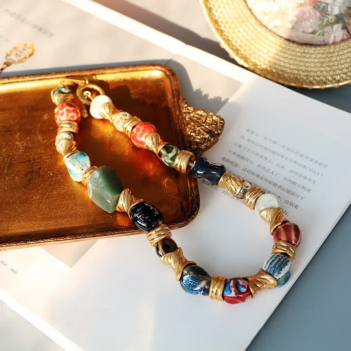 Olivenorma Irregular Natural Stone Ceramic Beaded Necklace - Natural Stone - image 0