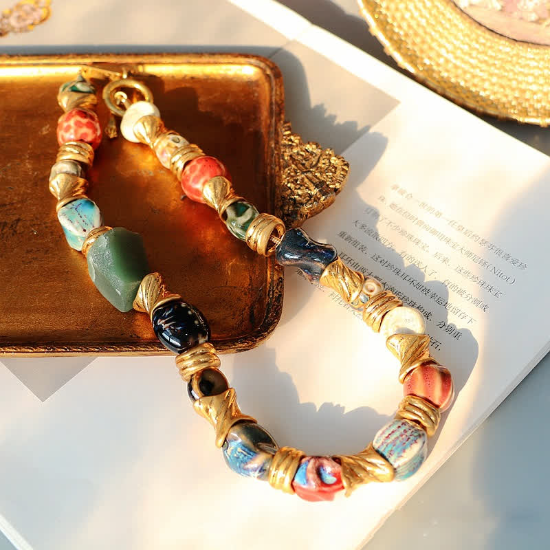 Olivenorma Irregular Natural Stone Ceramic Beaded Necklace - image 6