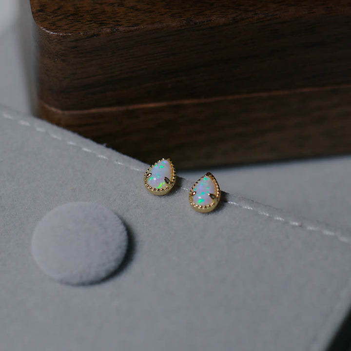 Olivenorma Natural Opal Water Drop Pendant Earrings Necklace - Earrings - image 1