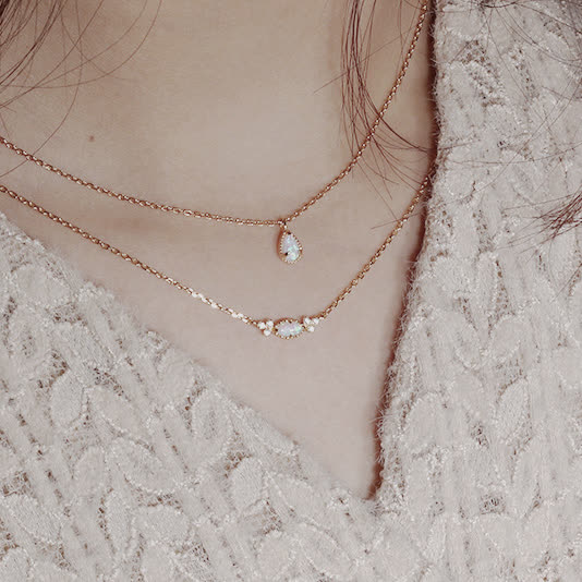 Olivenorma Natural Opal Water Drop Pendant Earrings Necklace - image 5