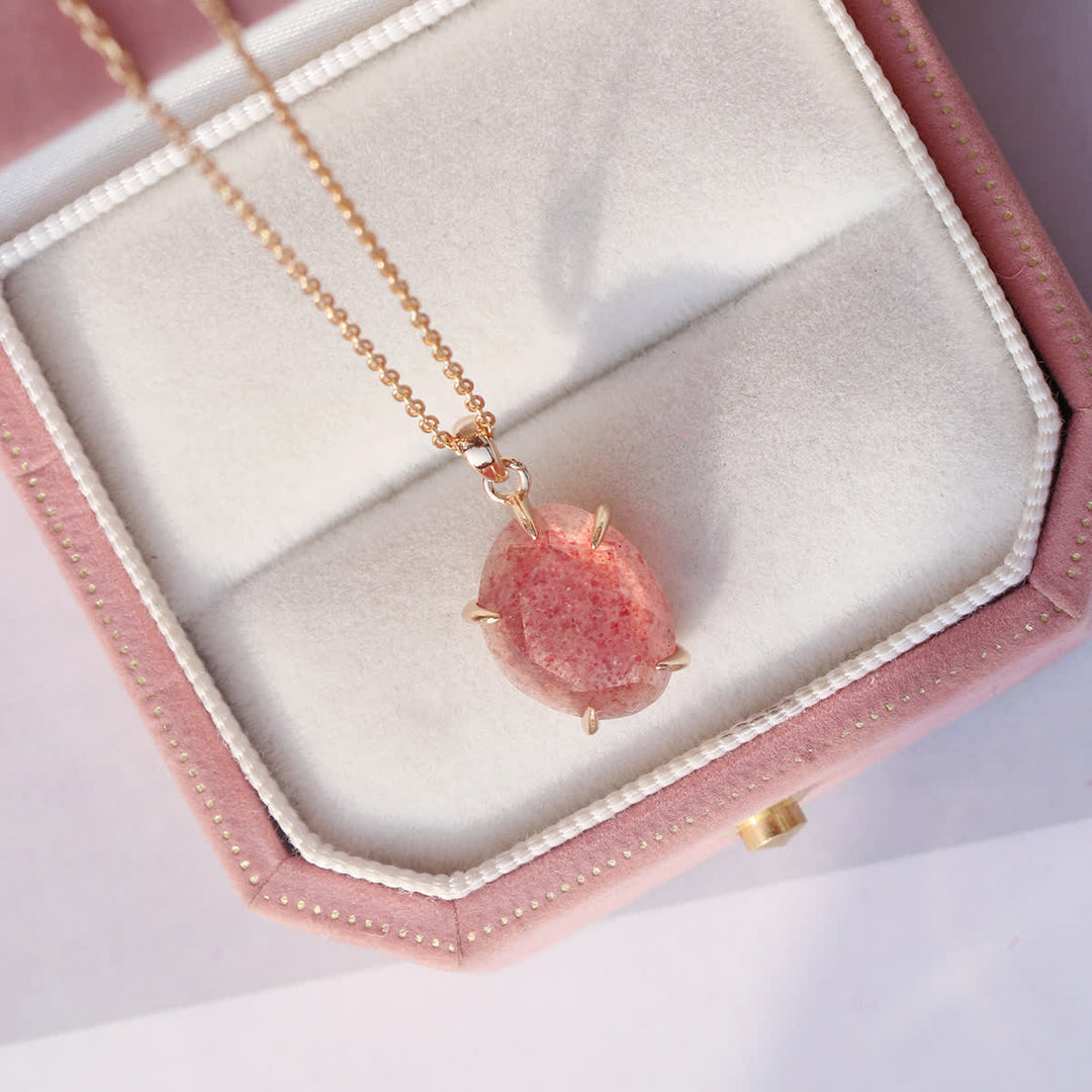 Olivenorma Sterling Silver Natural Strawberry Quartz Necklace - image 4