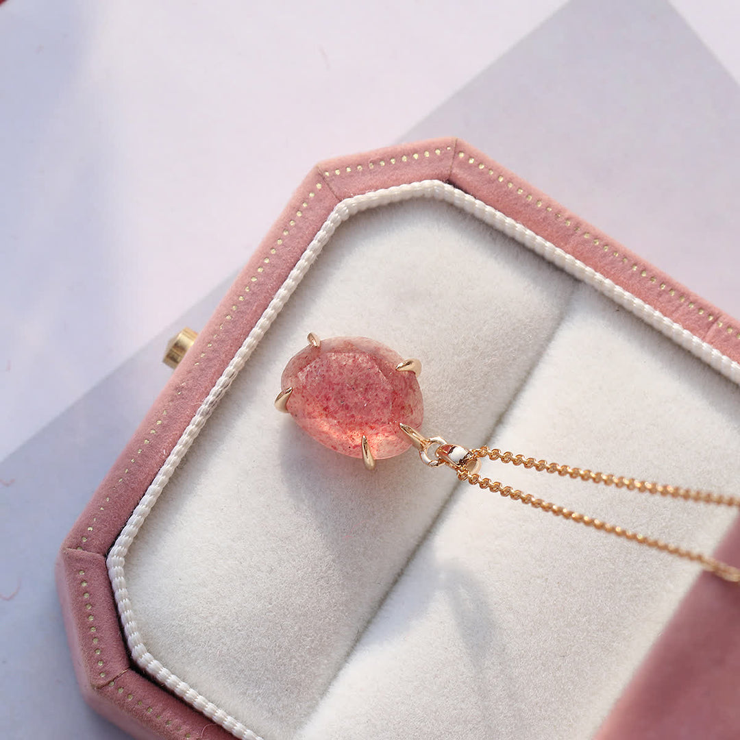 Olivenorma Sterling Silver Natural Strawberry Quartz Necklace - image 5