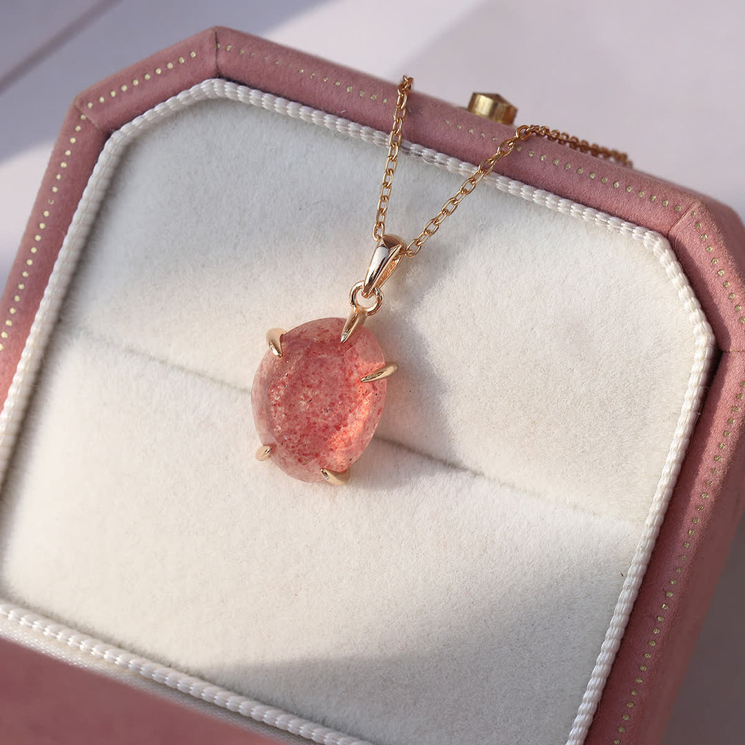 Olivenorma Sterling Silver Natural Strawberry Quartz Necklace - Strawberry Quartz - image 0