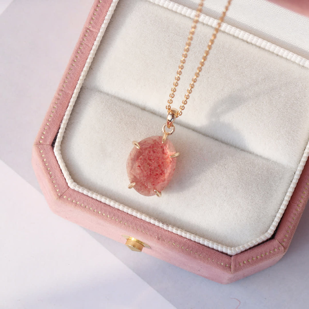 Olivenorma Sterling Silver Natural Strawberry Quartz Necklace - image 6