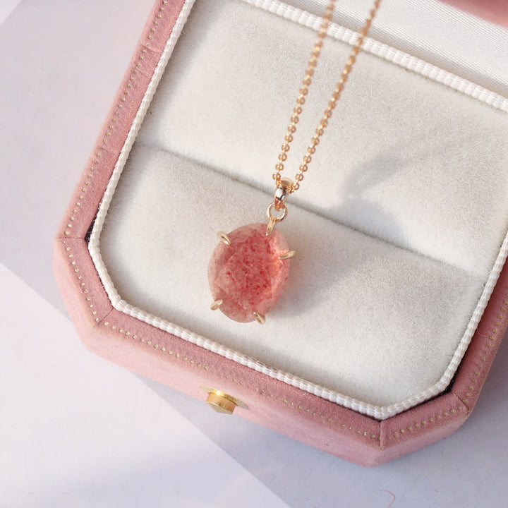 Olivenorma Sterling Silver Natural Strawberry Quartz Necklace - image 6