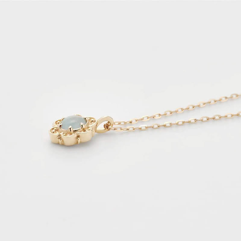 Olivenorma Sterling Silver Natural Aquamarine Flower Necklace - image 4