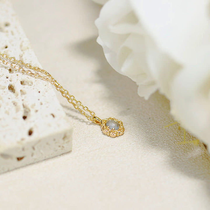 Olivenorma Sterling Silver Natural Aquamarine Flower Necklace - image 2