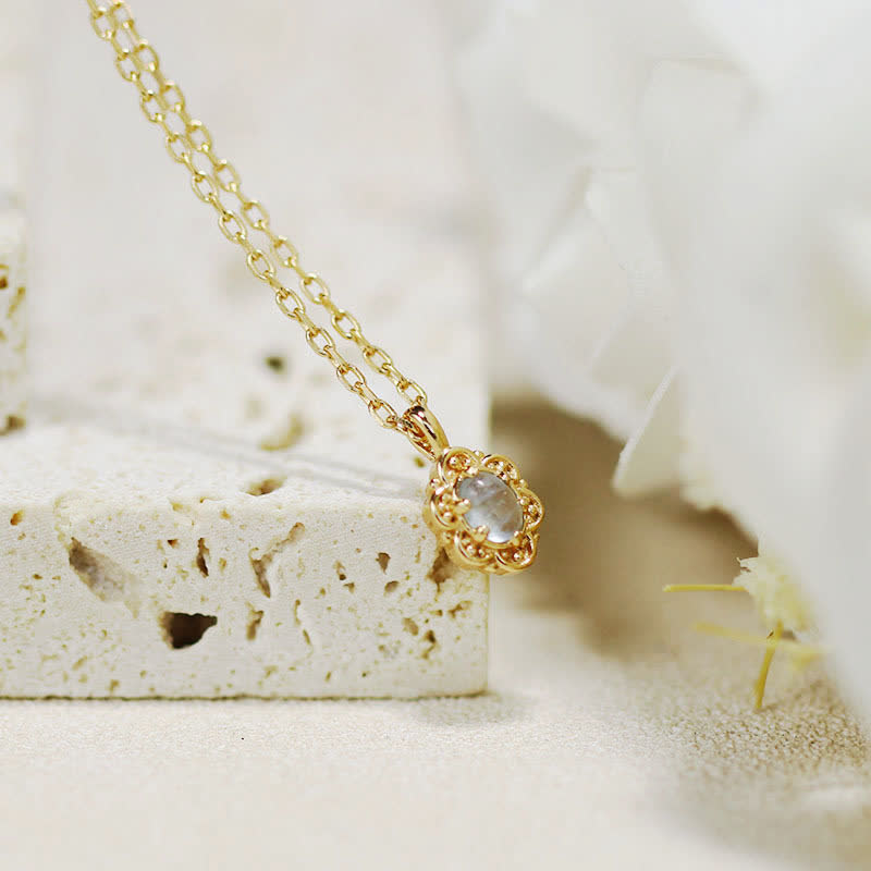 Olivenorma Sterling Silver Natural Aquamarine Flower Necklace - image 1