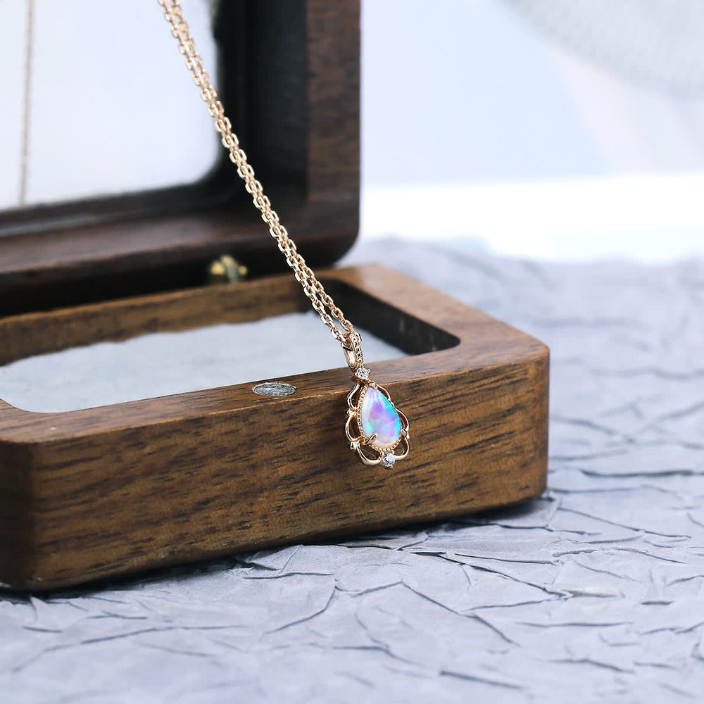 Olivenorma Sterling Silver Natural Opal Vintage Style Necklace - image 1