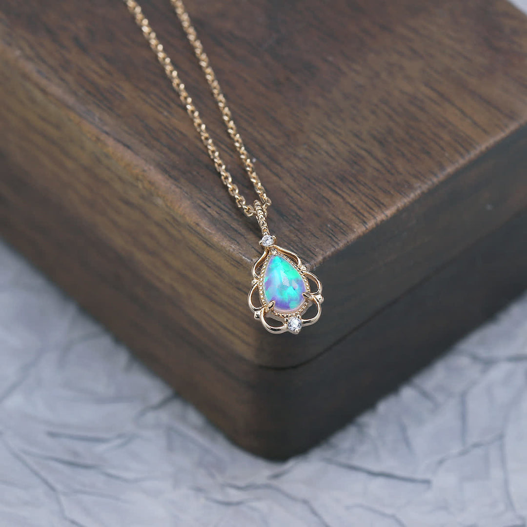 Olivenorma Sterling Silver Natural Opal Vintage Style Necklace - image 8